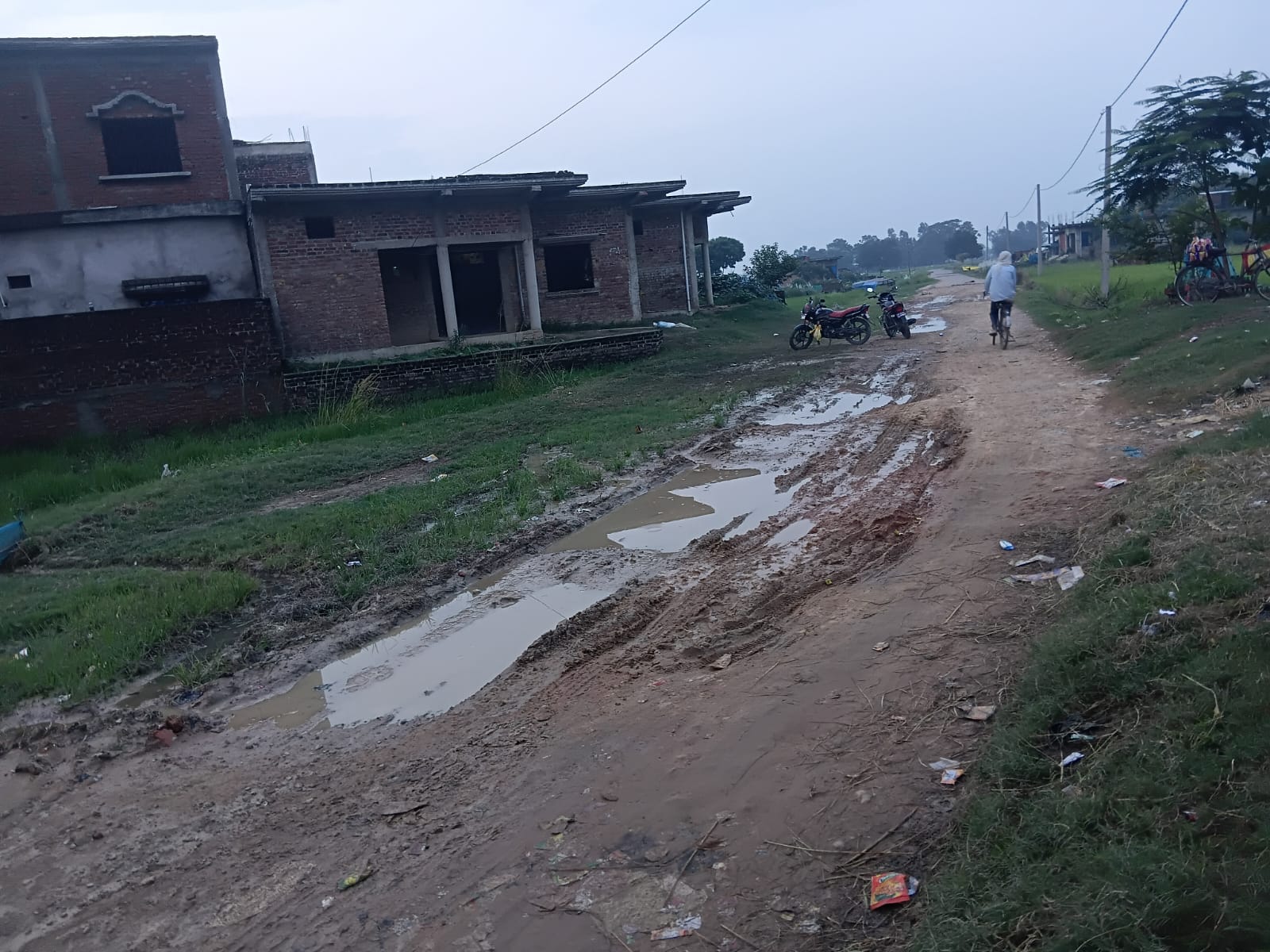 महादेवको मुख्य सडक बेहाल चौडा सडकमा पानी र हिलो  दैनिक १ हजारसम्म यात्रु प्रभावित